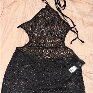 Black Halter Cover Up Dress | FASHION NOVA